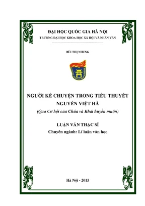 Luận văn thạc sĩ ussh người kể chuyện trong tiểu thuyết nguyễn việt hà qua cơ hội của chúa và khải huyền muộn