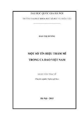 Luận văn thạc sĩ ussh một số tín hiệu thẩm mỹ trong ca dao việt nam