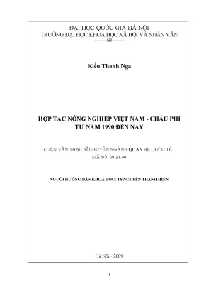 Luận văn thạc sĩ ussh hợp tác nông nghiệp việt nam châu phi từ năm 1990 đến nay