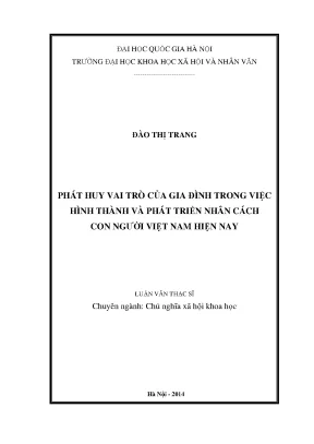 Luận văn thạc sĩ ussh phát huy vai trò của gia đình trong việc hình thành và phát triển nhân cách con người việt nam hiện nay