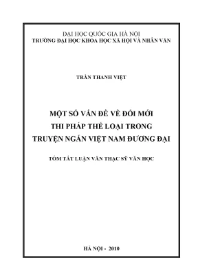 Luận văn thạc sĩ ussh một số vấn đề đổi mới thi pháp thể loại trong truyện ngắn việt nam đương đại