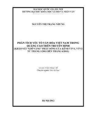 Luận văn thạc sĩ ussh phân tích yếu tố văn hoá việt nam trong quảng cáo trên truyền hình khảo sát trong giờ vàng phát sóng của kênh vtv1 vtv3 từ tháng 1 2011 đến tháng 6 2011