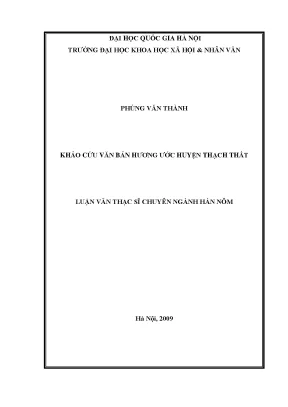 Luận văn thạc sĩ ussh khảo cứu văn bản hương ước huyện thạch thất