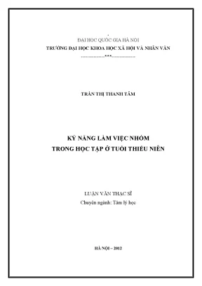 Luận văn thạc sĩ ussh kỹ năng làm việc nhóm trong học tập ở tuổi thiếu niên