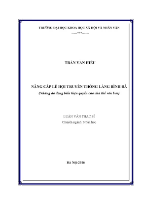 Luận văn thạc sĩ ussh nâng cấp lễ hội truyền thống làng bình đà những đa dạng biểu hiện quyền của chủ thể văn hóa