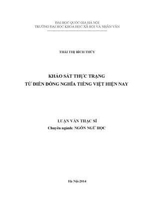 Luận văn thạc sĩ ussh khảo sát thực trạng từ điển đồng nghĩa tiếng việt hiện nay