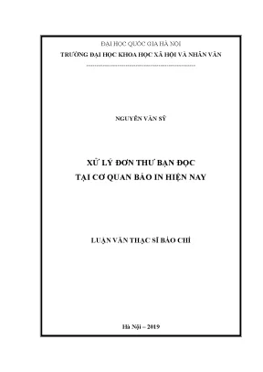 Luận văn thạc sĩ ussh xử lý đơn thư bạn đọc tại cơ quan báo in hiện nay