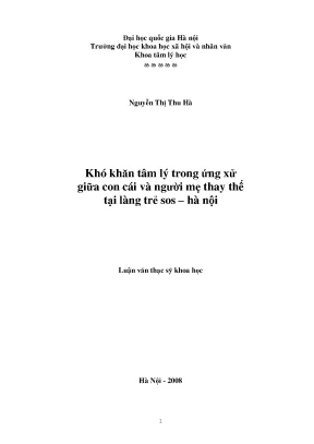Luận văn thạc sĩ ussh khó khăn tâm lý trong ứng xử giữa con cái và người mẹ thay thế tại làng trẻ sos hà nội