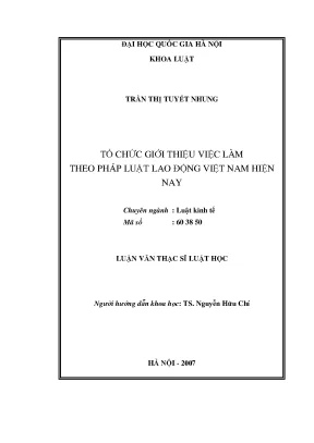 Luận văn thạc sĩ tổ chức giới thiệu việc làm theo pháp luật lao động việt nam hiện nay