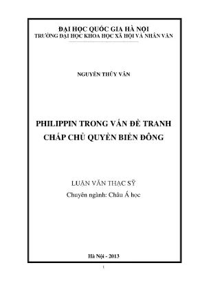 Luận văn thạc sĩ ussh philippin trong vấn đề tranh chấp chủ quyền biển đông luận văn ths châu á học 60 31 50