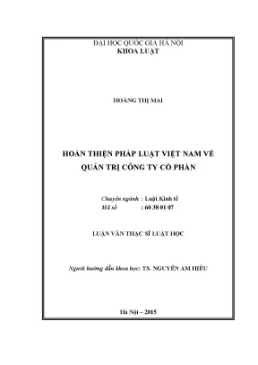 Luận văn thạc sĩ hoàn thiện pháp luật việt nam về quản trị công ty cổ phần