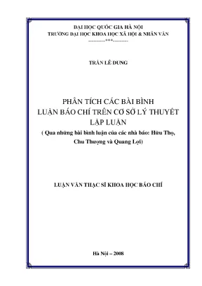Luận văn thạc sĩ ussh phân tích các bài bình luận báo chí trên cơ sở lý thuyết lập luận