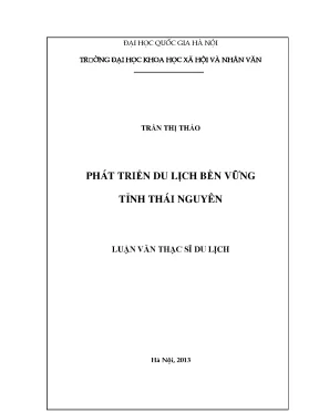 Luận văn thạc sĩ ussh phát triển du lịch bền vững tỉnh thái nguyên đào tạo thí điểm