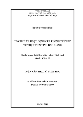 Luận văn thạc sĩ tổ chức và hoạt động của phòng tư pháp từ thực tiễn tỉnh bắc giang