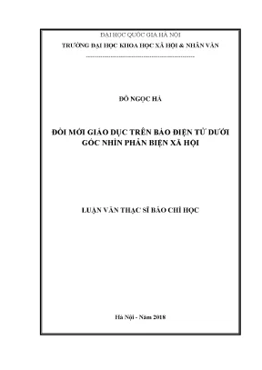 Luận văn thạc sĩ ussh đổi mới giáo dục trên báo điện tử dưới góc nhìn phản biện xã hội