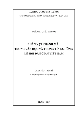 Luận văn thạc sĩ ussh nhân vật thánh mẫu trong văn học và trong tín ngưỡng lễ hội dân gian việt nam