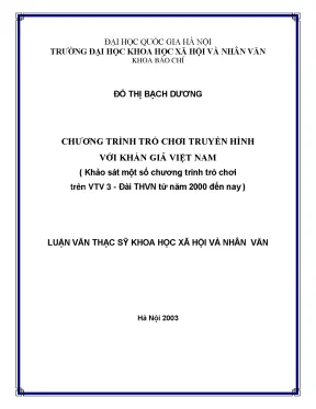 Luận văn thạc sĩ ussh chương trình trò chơi truyền hình với khán giả việt nam