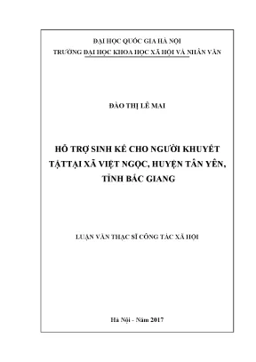 Luận văn thạc sĩ ussh hỗ trợ sinh kế cho người khuyết tật tại xã việt ngọc huyện tân yên tỉnh bắc giang