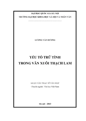 Luận văn thạc sĩ ussh yếu tố trữ tình trong văn xuôi thạch lam