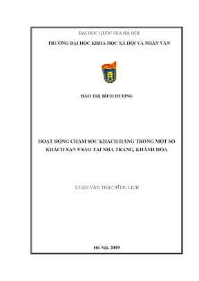 Luận văn thạc sĩ ussh hoạt động chăm sóc khách hàng trong một số khách sạn 5 sao tại nha trang khánh hòa