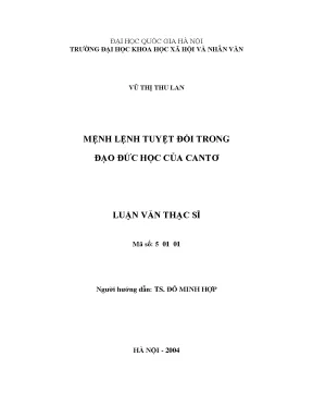 Luận văn thạc sĩ ussh mệnh lệnh tuyệt đối trong đạo đức học của cantơ