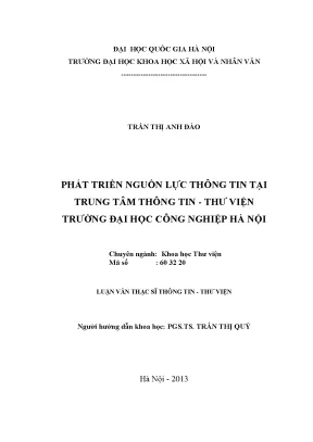 Luận văn thạc sĩ ussh phát triển nguồn lực thông tin tại trung tâm thông tin thư viện trường đại học công nghiệp hà nội