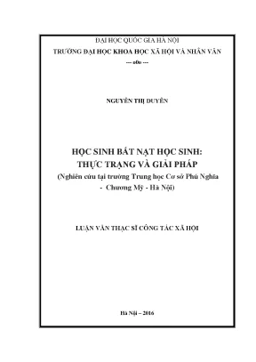 Luận văn thạc sĩ ussh học sinh bắt nạt học sinh thực trạng và giải pháp nghiên cứu tại trường trung học cơ sở phú nghĩa chương mỹ hà nội