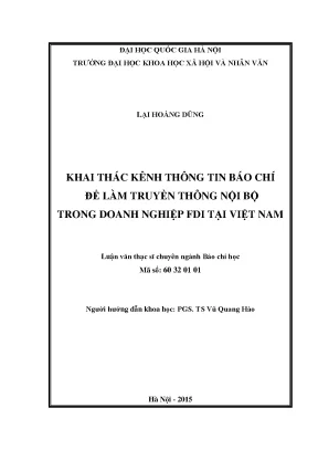 Luận văn thạc sĩ ussh khai thác thông tin báo chí phục vụ cho công tác truyền thông nội bộ các doanh nghiệp fdi tại việt nam