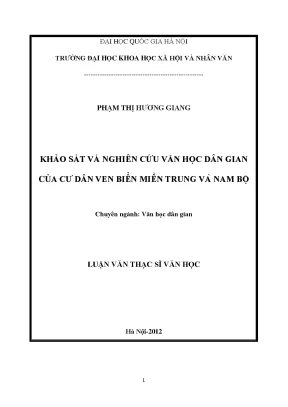Luận văn thạc sĩ ussh khảo sát và nghiên cứu văn học dân gian của cư dân ven biển miền trung và nam bộ