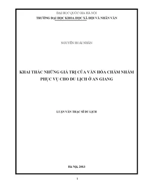 Luận văn thạc sĩ ussh khai thác những giá trị của văn hóa chăm nhằm phục vụ cho du lịch ở an giang