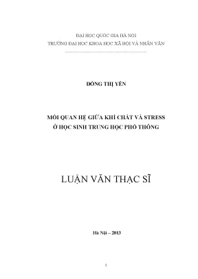 Luận văn thạc sĩ ussh mối quan hệ giữa khí chất và stress ở học sinh trung học phổ thông