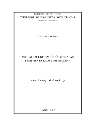 Luận văn thạc sĩ ussh nhu cầu hỗ trợ tâm lý của bệnh nhân bệnh viện đa khoa tỉnh thái bình