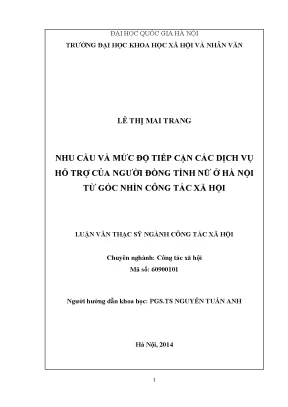 Luận văn thạc sĩ ussh nhu cầu và mức độ tiếp cận các dịch vụ hỗ trợ của người đồng tính nữ ở hà nội từ góc nhìn công tác xã hội