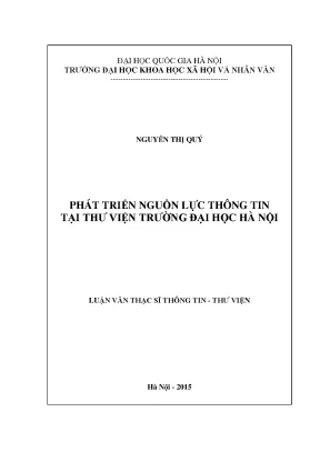 Luận văn thạc sĩ ussh phát triển nguồn lực thông tin tại thư viện trường đại học hà nội