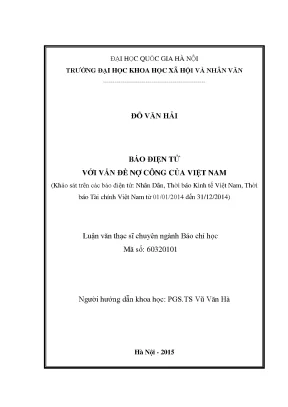 Luận văn thạc sĩ ussh báo điện tử với vấn đề nợ công của việt nam khảo sát trên các báo điện tử nhân dân thời báo kinh tế việt nam thời báo tài chính việt nam từ 01 01 2014 đến 31 12 2014