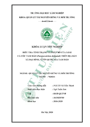 Khóa luận tốt nghiệp điều tra tình trạng và phân bố của loài cá cóc tam đảo paramesotriton deloustali trên địa bàn xã đại đình vƣờn quốc gia tam đảo