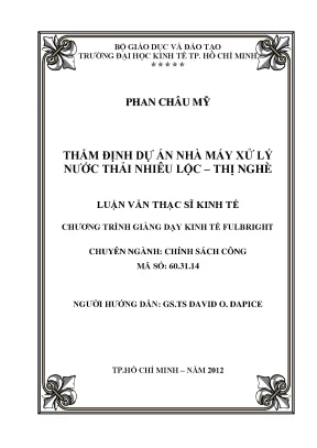 Luận văn thạc sĩ ueh thẩm định dự án nhà xử lý nước thải nhiêu lộc thị nghè