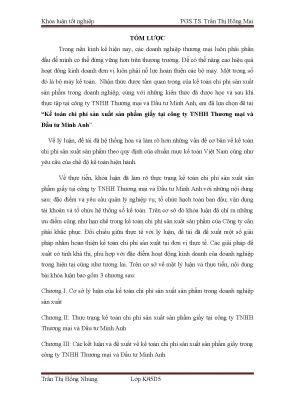 Luận văn tmu kế toán chi phí sản xuất sản phẩm giấy tại công ty tnhh thương mại và đầu tư minh anh