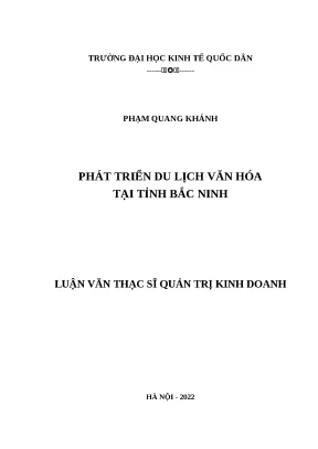 Luận văn thạc sỹ phát triển du lịch văn hóa tại tỉnh bắc ninh