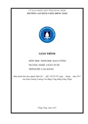 Giáo trình sinh học đại cương nghề chăn nuôi cao đẳng phần 1 trường cao đẳng cộng đồng đồng tháp