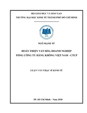Luận văn thạc sĩ hoàn thiện văn hóa doanh nghiệp tổng công ty hàng không việt nam ctcp