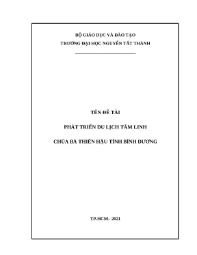 Luận văn thạc sĩ phát triển du lịch tâm linh chùa bà thiên hậu tỉnh bình dương hiện nay