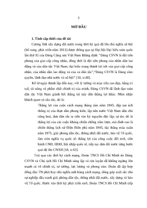 Luận văn thạc sĩ chính trị học sự lãnh đạo của thành uỷ đà nẵng đối với đoàn thanh niên cộng sản hồ chí minh trong giai đoạn hiện nay