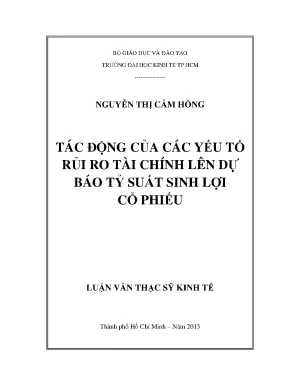 Luận văn thạc sĩ tác động của các yếu tố rủi ro tài chính lên dự báo tỷ suất sinh lợi cổ phiếu luận văn thạc sĩ