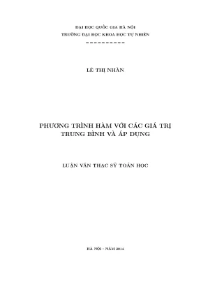 Luận văn thạc sĩ phương trình hàm với các giá trị trung bình và áp dụng 13