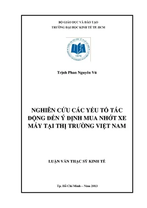 Luận văn thạc sĩ nghiên cứu các yếu tố tác động đến ý định mua nhớt xe máy tại thị trường việt nam