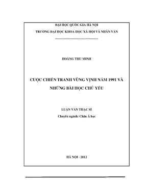 Luận văn thạc sĩ cuộc chiến tranh vùng vịnh năm 1991 và những bài học chủ yếu