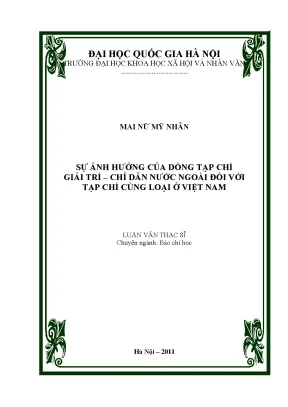 Luận văn thạc sĩ sự ảnh hưởng của dòng tạp chí giải trí chỉ dẫn nước ngoài đối với tạp chí cùng loại ở việt nam