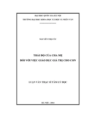 Luận văn thạc sĩ thái độ của cha mẹ đối với việc giáo dục giá trị cho con cái