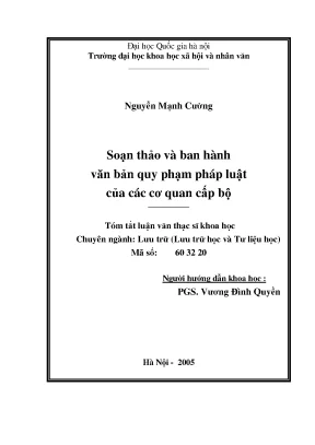 Luận văn thạc sĩ soạn thảo và ban hành văn bản quy phạm pháp luật của các cơ quan cấp bộ
